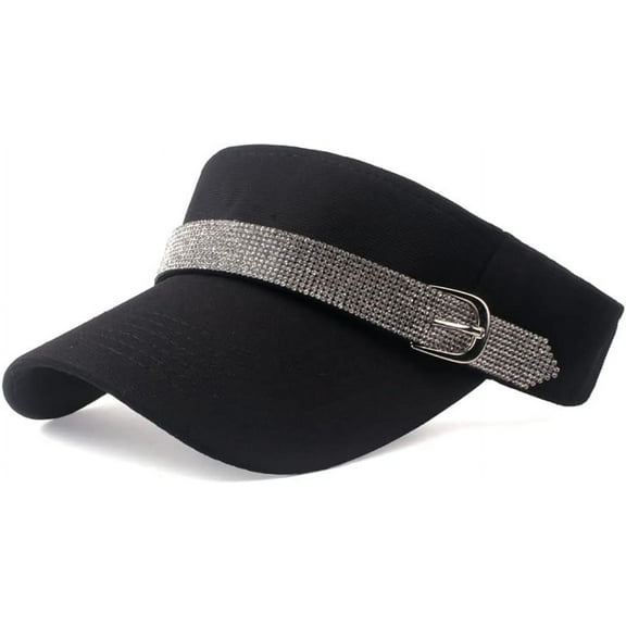 Sun Visor Hat with Rhinestones Chain Women Men Bling Visors for Ladies Golf Tennis Summer Beach Cap Adjustable