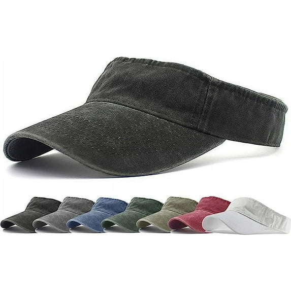 Sun Visor Hats Cotton Twill Ball Adjustable Sun Caps for Men Women(Black)
