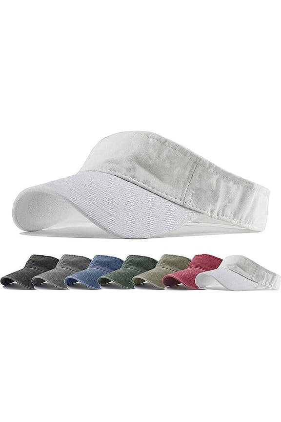 Sun Visor Hats Cotton Twill Ball Adjustable Sun Caps for Men Women(White)