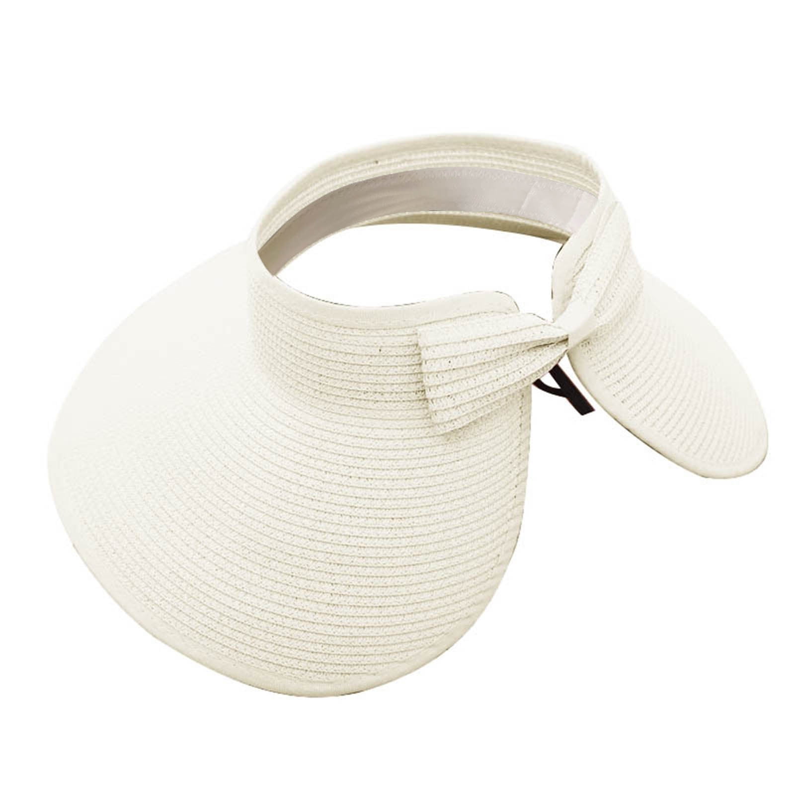 Sun Visor Hats For Women Wide Brim Straw Visors Womens Foldable Beach Visors Summer Roll Up