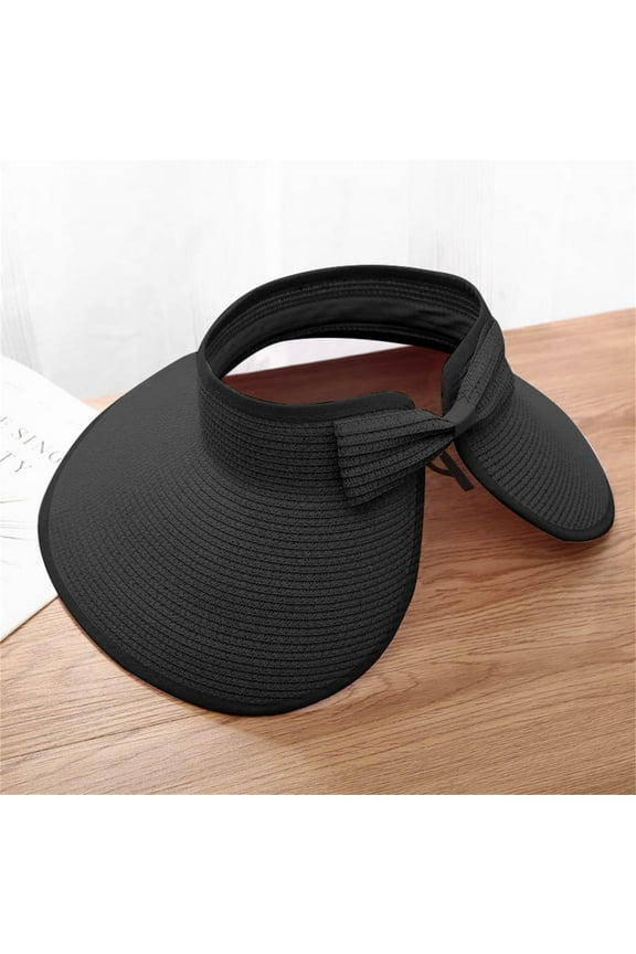 Sun Visor Hats For Women Wide Brim Straw Visors Womens Foldable Beach Visors Summer Roll Up Beach Hat