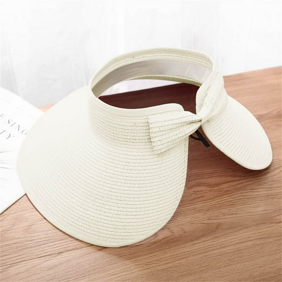 Sun Visor Hats For Women Wide Brim Straw Visors Womens Foldable Beach Visors Summer Roll Up Beach Hat