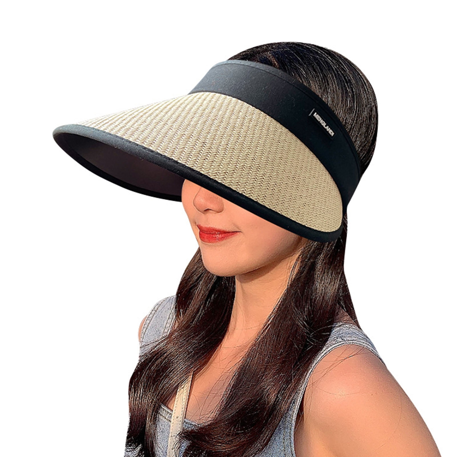 Sun Visor Hats Large Brim UV Protection Hats Summer Beach Protective Cap  Empty Top Hat for Women Girls