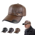 thumbnail image 1 of Sun Visor Hats for Women AURORADY Windproof Pu Leather Baseball Cap with Thick Fleece Adjustable Warm Outdoor Driving Headwear, Coffee One Size Baseball Caps, 1 of 9