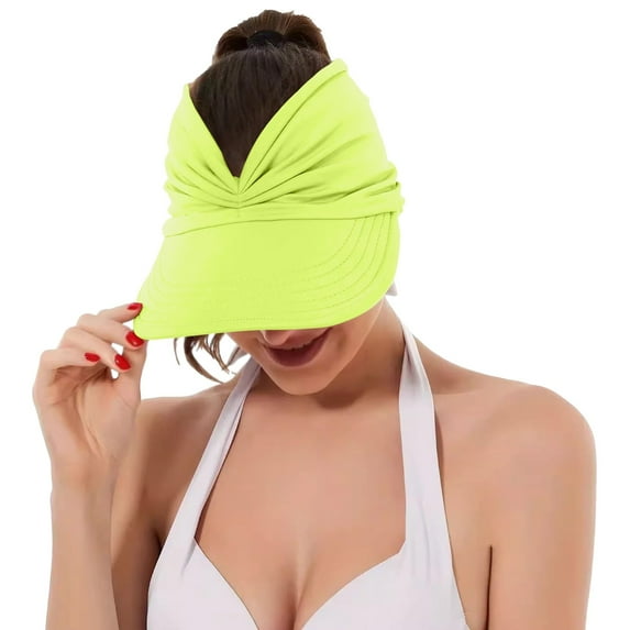 Sun Visor Hats for Women Beach Hat Packable Wide Brim with Ponytail Hole Summer Sunhat for Sports Fedora Women Drop Visor International Collapsible Hat Womens Hats Fedora Pineapple and Star Hat