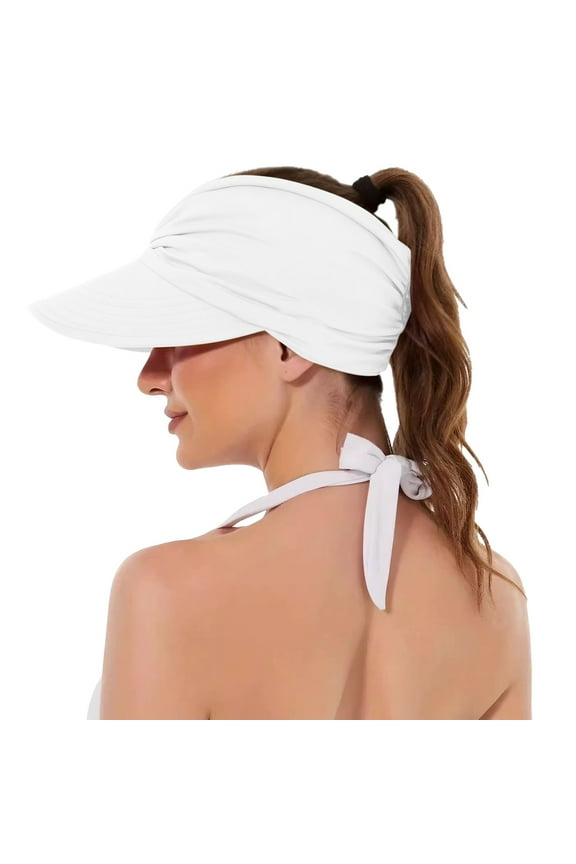 Sun Visor Hats for Women Beach Hat Packable Wide Brim with Ponytail Hole Summer Sunhat for Sports Vent Hats for Men Solar Fan Lightweight Visors for Women Mens Hats Summer Raffia Tote Sports