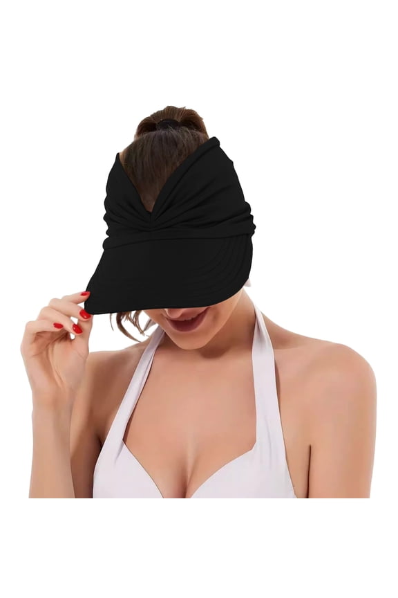 Sun Visor Hats for Women Beach Hat Packable Wide Brim with Ponytail Hole Summer Sunhat for Sports Vent Hats for Men Solar Fan Lightweight Visors for Women Mens Hats Summer Raffia Tote Sports