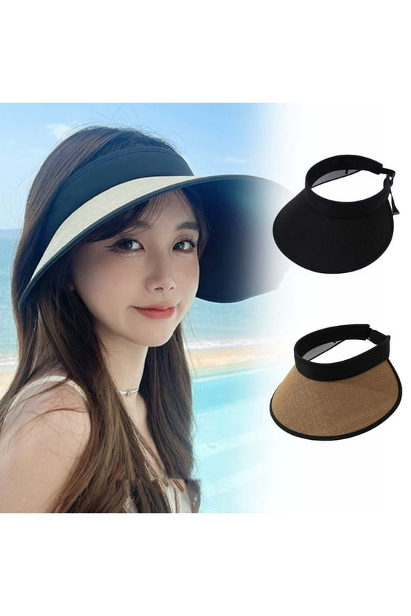Sun Visor Hats Women Large Brim Summer UV Protection Beach Cap