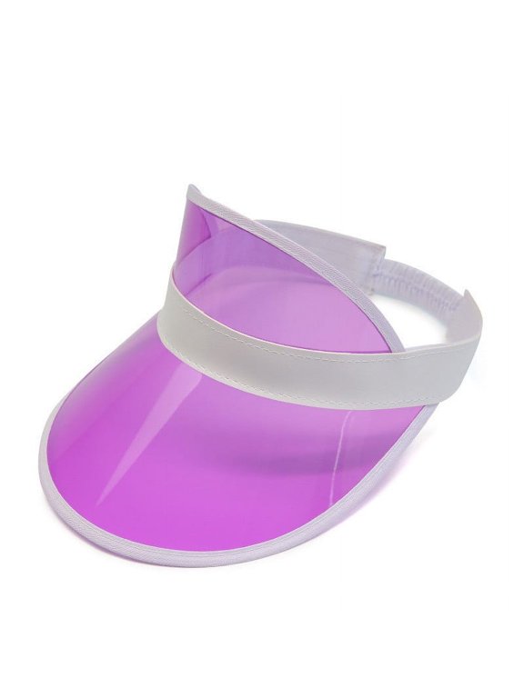 Sun Visor Hats for Women UV Protection Hat, Clear Plastic Visor Retro Summer Beach Sun Hat, Tourist Bingo Casino Dealer Costume, Sports Visor for Tennis Golf Running (Light Purple)