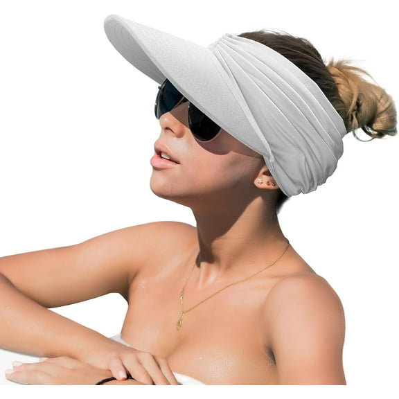 Sun Visor Hats for Women, Summer Visor Cap Adjustable Beach with Wide Brim for Sports Travel Hiking
