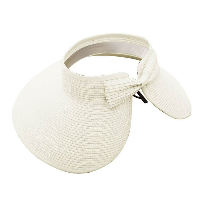 Sun Visor Hats For Women Wide Brim Straw Visors Womens Foldable Beach ...