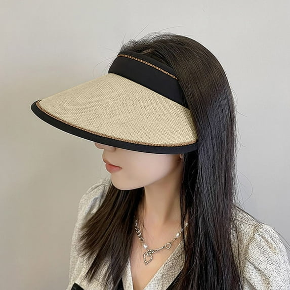 Sun Visor Hats for Women Wide Brim UPF 50+ UV Sun Protection Visor Hats Casual Adjustable Roll up Summer Beach Caps Outdoor
