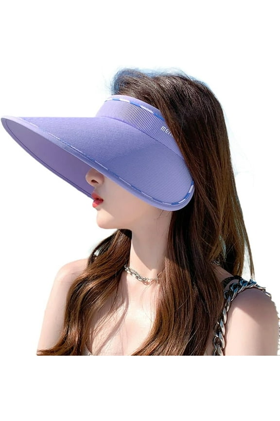 Sun Visor Hats for Women Wide Brim UPF 50+ UV Sun Protection Visor Hats Casual Adjustable Roll up Summer Beach Caps