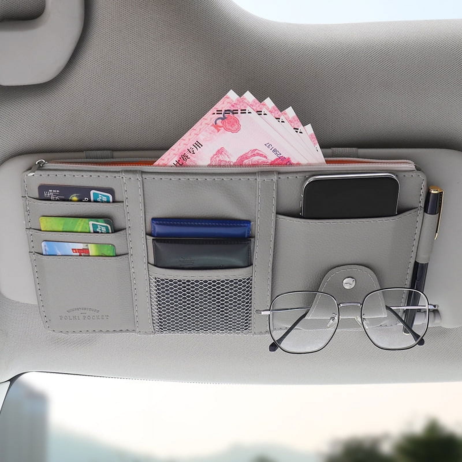 Sun Visor Organizer MultiFunction incar Glasses Clip Registration and Document Holder