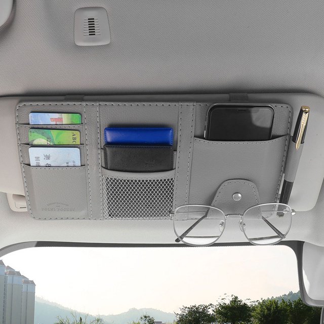 Sun Visor Organizer MultiFunction incar Glasses Clip Registration and Document Holder