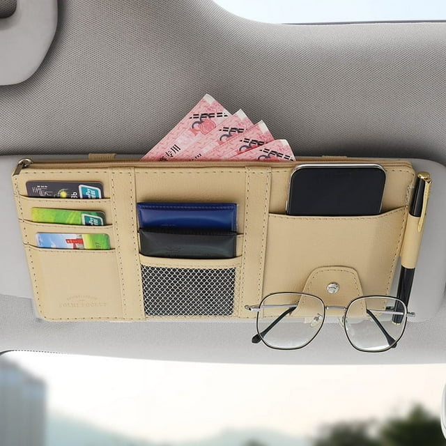 Sun Visor Organizer MultiFunction incar Glasses Clip Registration and Document Holder