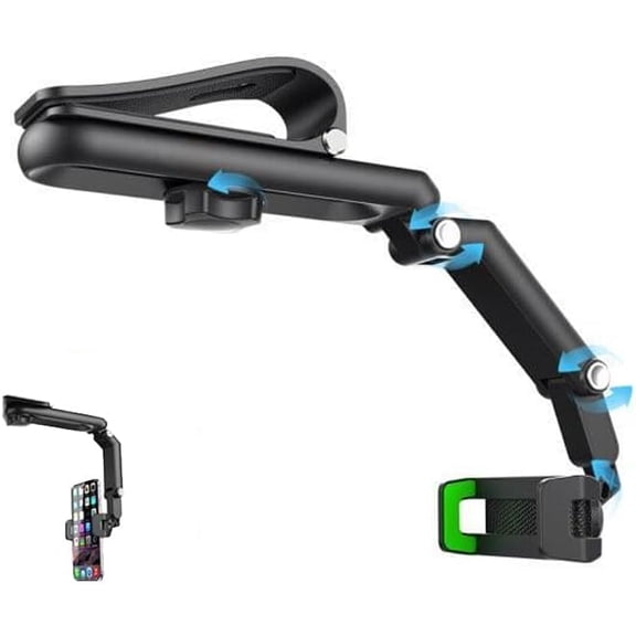 Sun Visor Phone Holder 1080 Rotating Retractable Car Mount, Multi Function Universal Device Holder for Driving Navigation and Hands Free Daily Use