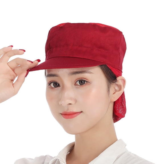Sun Visors For Women Wide Brim Sun Hats For Women UV Protection Solid Color Skin Friendly Cotton Mesh Catering Waiter Kitchen For Cooking Red