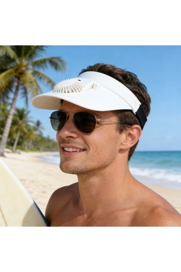 Sun Visors Hat with Fan - Fan Visor Hat - Adjustable Lightweight Quick Dry Sun Hat for Tennis, Golf, Running Extended Hat Protection Rechargeable Built In Fan