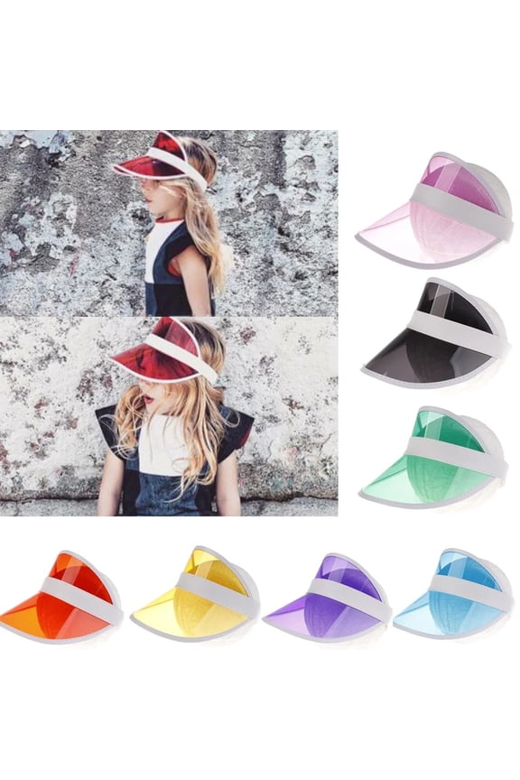 Sun Visors Hats Women Clear Colorful Plastic Retro Style Bachelorette Party Sports Beach Golf Adjustable Elastic Band
