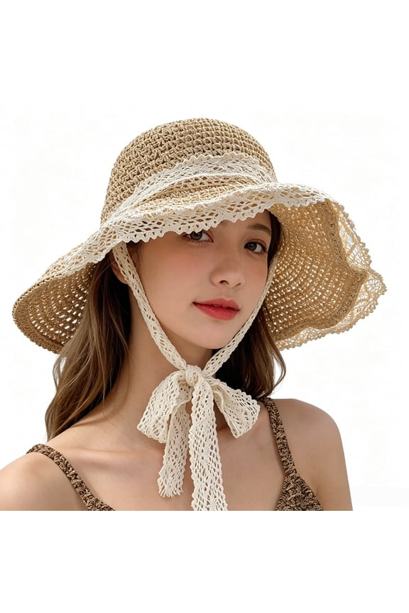 Sun Visors Hats for Men Women Lace Trim Lace Tie Wide Brim Versatile Summer Cap for Daily Wear Fashion Beach Golf Hat Cap