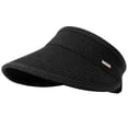 thumbnail image 1 of Sun Visors for Women Black Sun Hat Wide Brim Beach Hat UV Protection Straw Hat, Black, 1 of 5
