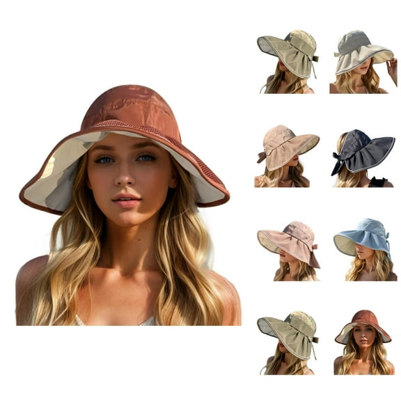 Sun Visors for Women – Foldable Wide Brim Summer Hat UV Protection, Empty Top Ponytail Hat for Travel, Outdoor Hiking, Pool and Gardening