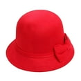 thumbnail image 1 of Sun Visors for Women Solid Color Wide Brim Round Dome Warm Woolen Hat Autumn Winter Elegant Bowknot Decor Fedora Hat Daily Wear Hats, 1 of 1