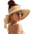 thumbnail image 1 of Sun Visors for Women Wide Brim Straw Hat Ponytail Open Top Packable Sun Hat Women Foldable Beach Hats for Women Summer Travel UV Protection, 1 of 9