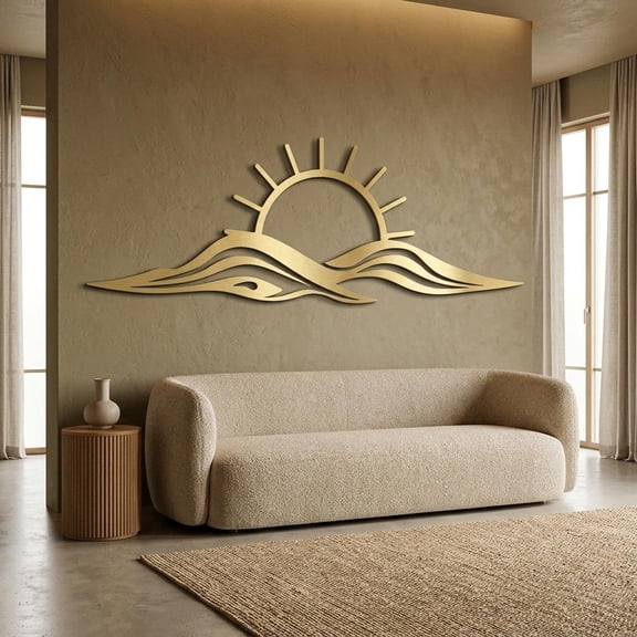 Sun Wave Metal Wall Art, Minimalist Beach Decor
