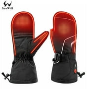Sun Will 7.4V 2200 mAh Rechargeable Battery Heated Gloves, Unisex Warmth Ski Mittens XS-2XL