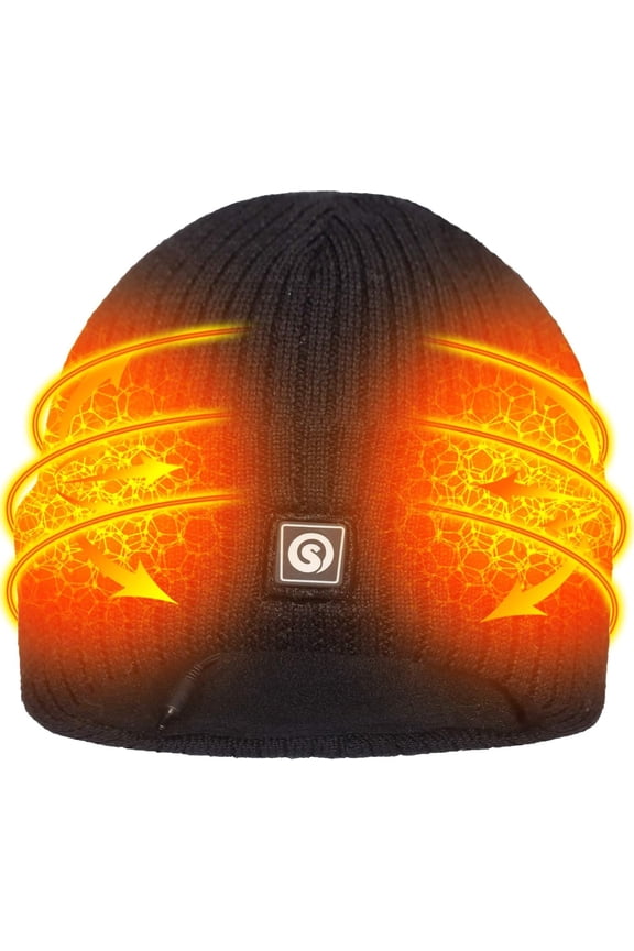 Battery Heated Beanie Hat,Electric Rechargeable Warm Winter Heated Fleece Cap