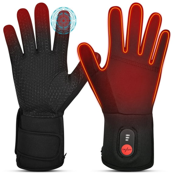 Sun Will Black Heated Thin Gloves, Rechargeable Battery Warm Gloves for Working and Playing XXS-2XL