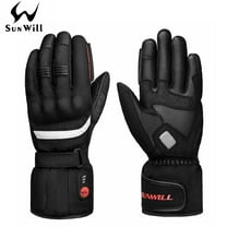 Sun Will Black Men Motorcycle Gloves, Rechargeable Battery Heated Motorbike Gloves for Cycling XS-3XL