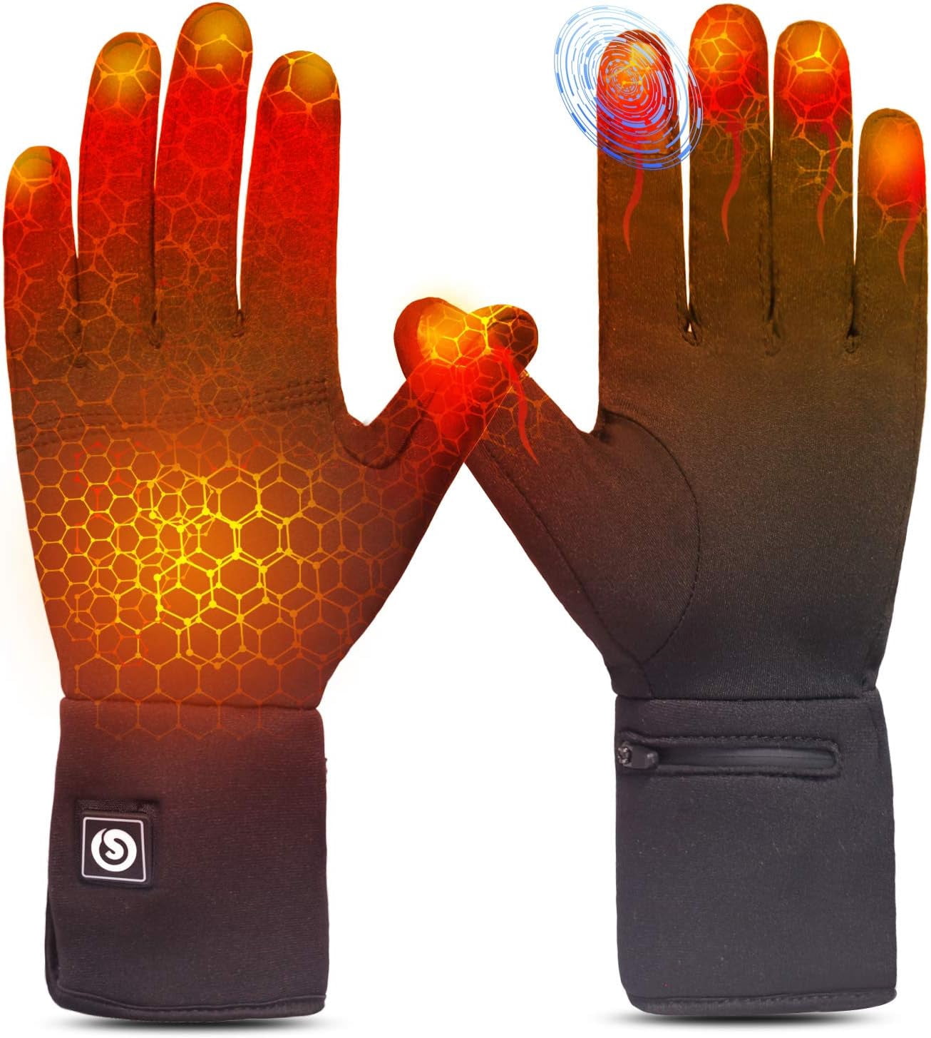 Sun Will Heated Glove Liners for Men Women,Rechargeable Electric Battery Heating Riding Ski Snowboarding Hiking Cycling Hunting Thin Gloves Hand Warmer