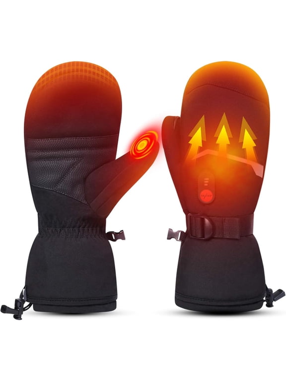 Heated Ski Gloves for Men, Women, Kids - Electric Rechargeable Battery Mittens for Winter Skiing, Skating, Snow, Camping, Hiking - Arthritis Hand Warmer