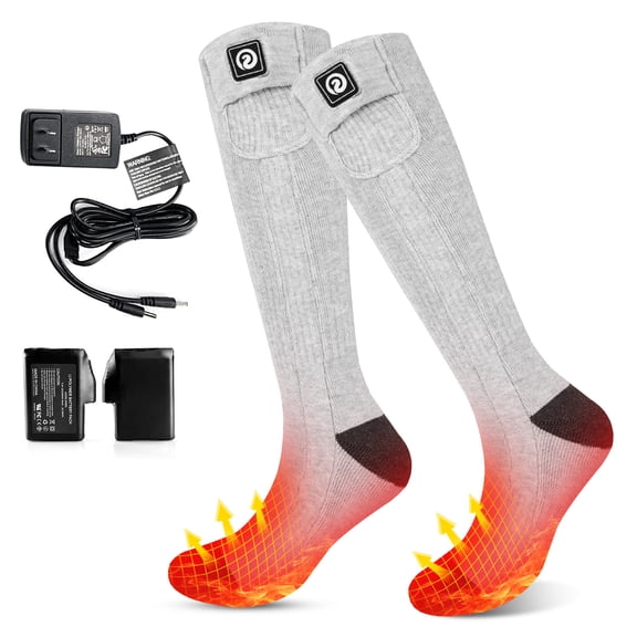 Sun Will Heated Socks for Men Women Rechargeable Electric Winter Socks 7.4V with 3 Heat Settings Forefoot Toe Warming for Skiing Cold Weather