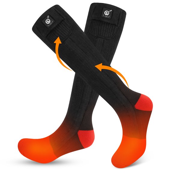 Sun Will Heated Socks for Men Women Rechargeable Electric Winter Socks 7.4V with 3 Heat Settings Forefoot Toe Warming for Skiing Cold Weather
