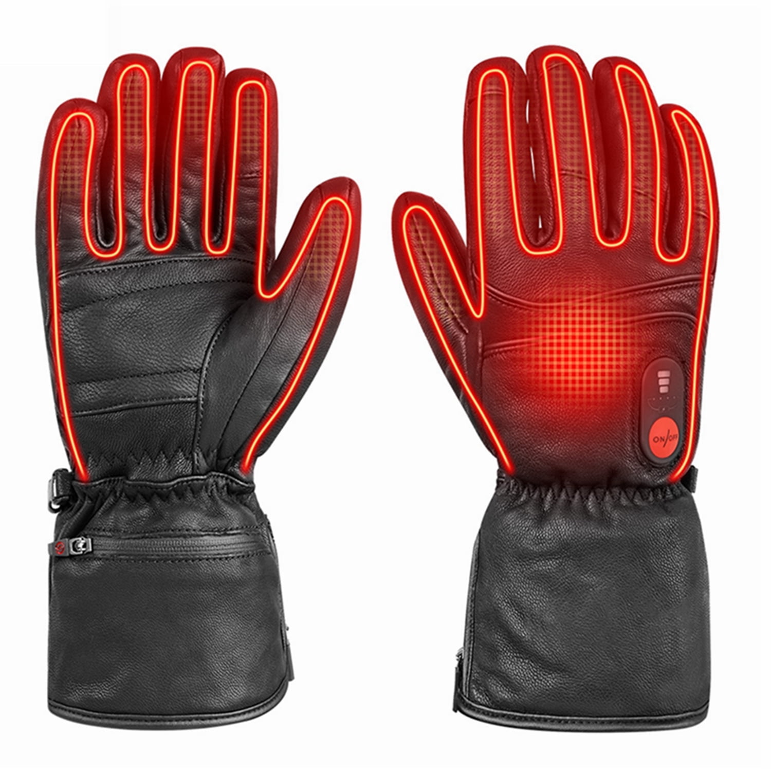 Sun Will Heated Thermal Gloves for Men and Women，2200mAh Rechargeable Battery Ski Mitterns Black XS-3XL
