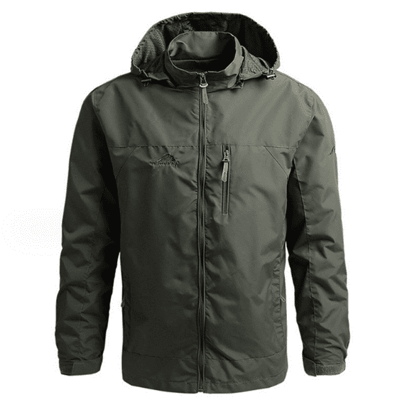 Sun Will Men's Hooded Waterproof Jacket Lightweight Windbreaker Outdoor Zip Up Coats Army Green S-5XL