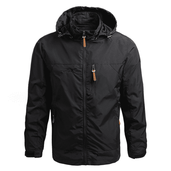 Sun Will Men's Hooded Waterproof Jacket Lightweight Windbreaker Outdoor Zip Up Coats Black S-5XL