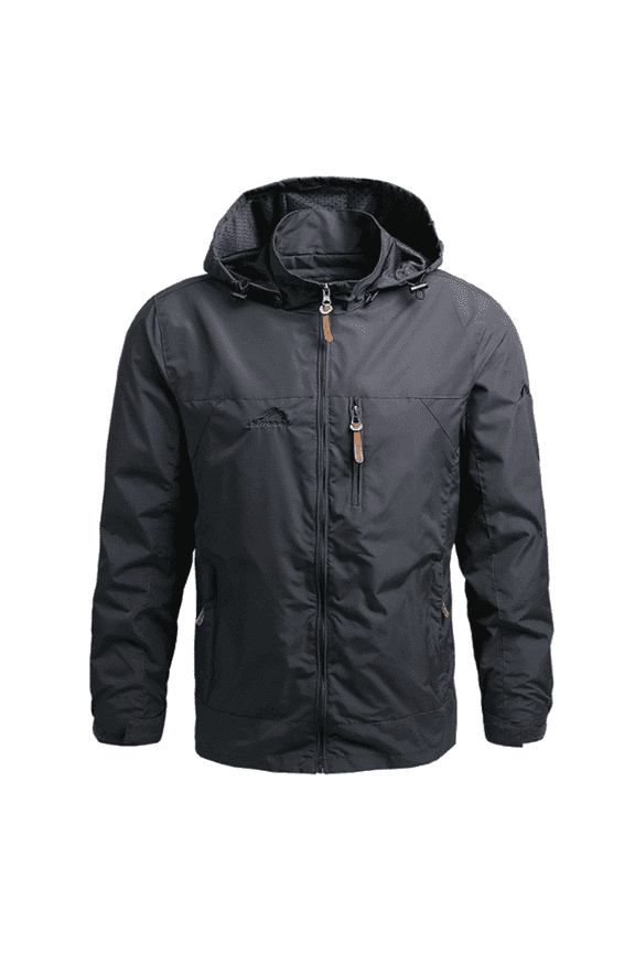 Sun Will Men's Hooded Waterproof Jacket Lightweight Windbreaker Outdoor Zip Up Coats Gray S-5XL