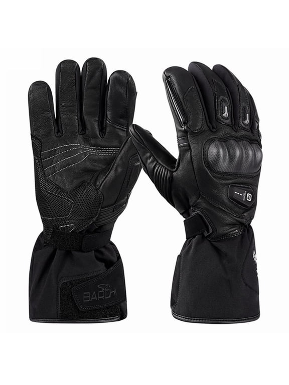 Sun Will Men's Motorcycle Gloves, 2200 mAh Rechargeable Heated Gloves, Waterproof, Touch Screen, Black XS-3XL