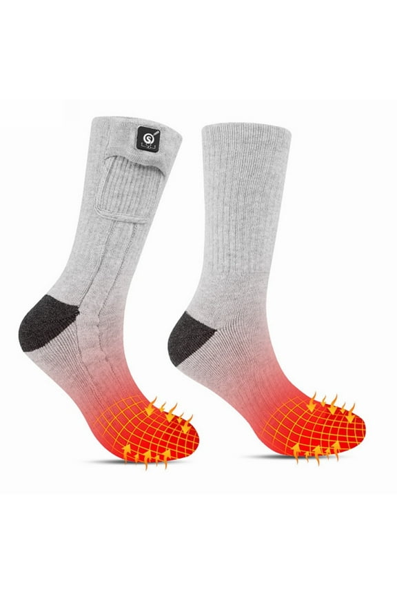 Sun Will Rechargeable Electric Heated Socks for Men Women,2200mAh Battery Powered Heating Socks Gray S-XL