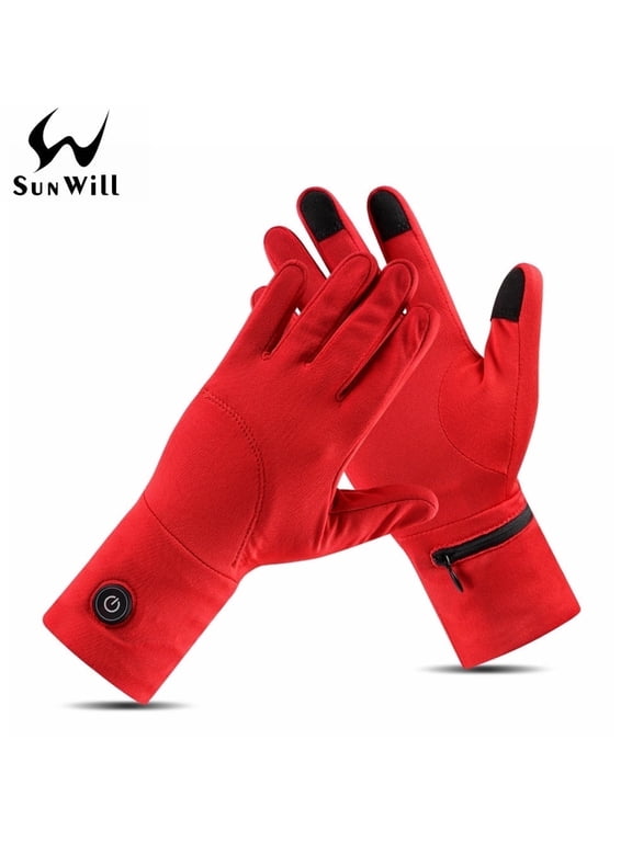 Sun Will Red Warm Heated Thin Gloves,Women Rechargeable Battery Mittens XS-2XL