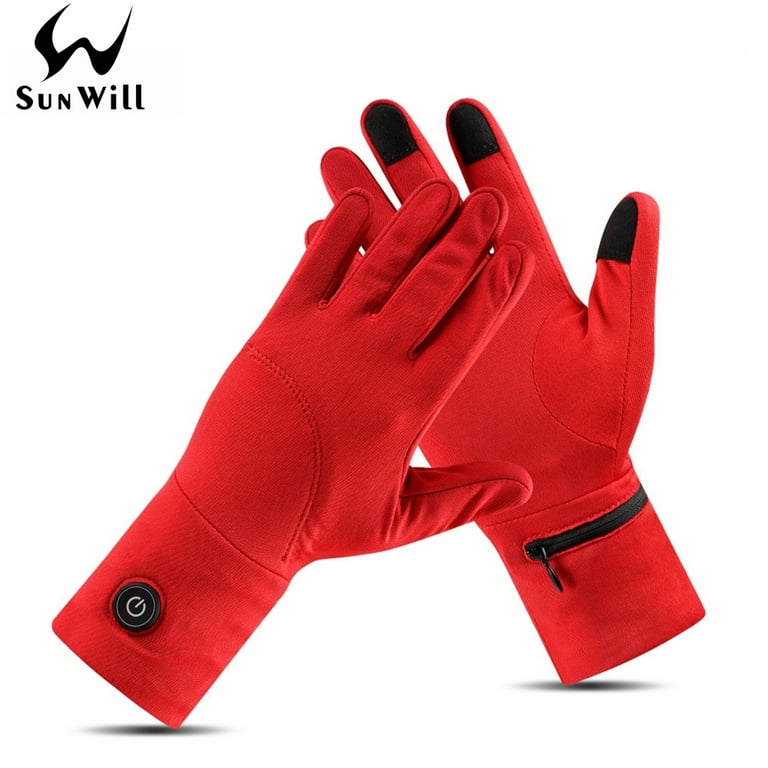 Sun Will Red Warm Heated Thin Gloves,Women Rechargeable Battery