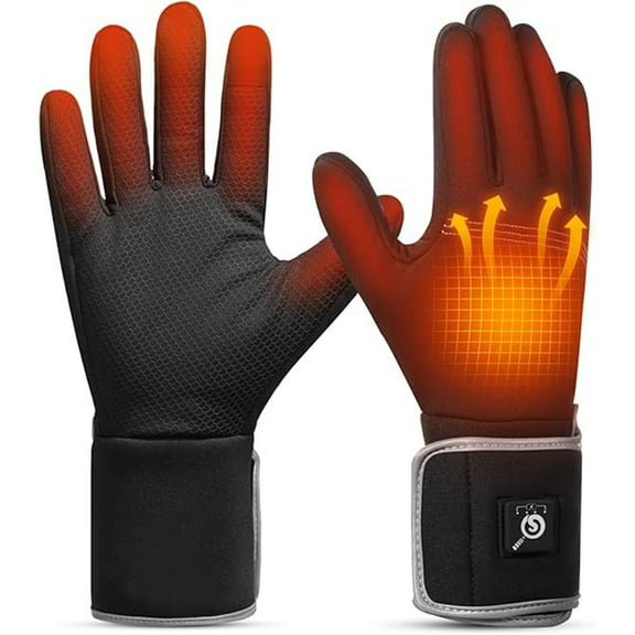 Sun Will Thin Heated Gloves Black Ski Mittens for Men and Women Rechargeable Electric Battery XS-2XL