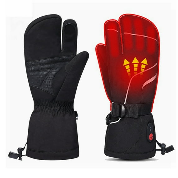 Sun Will Winter Warm Mittens for Men and Women,Rechargeable Battery Heated Ski Gloves Black 2XS-2XL