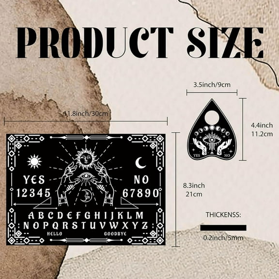 Sun Wood Spirit Board Kit Pendulum Board Hand Wooden Pendulum Dowsing Divination Board Metaphysical Message Talking Board with Planchette for Witchcraft Altar Supplies 11.8X8.3 Inch