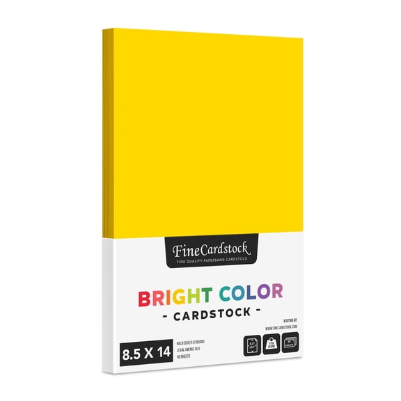 Sun Yellow Bright Color Cardstock Paper – Great for Arts and Crafts, Invitations, Scrapbooking and Stationery Printing | Medium Weight 65lb Cover (176gsm) Card Stock | 8.5" x 14" | 50 Sheets per Pack
